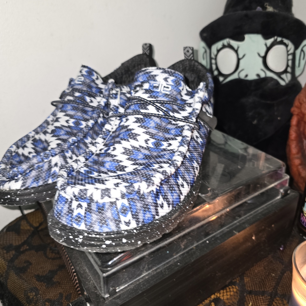 Hey Dude Blue and White Slip-On Shoes Size 11